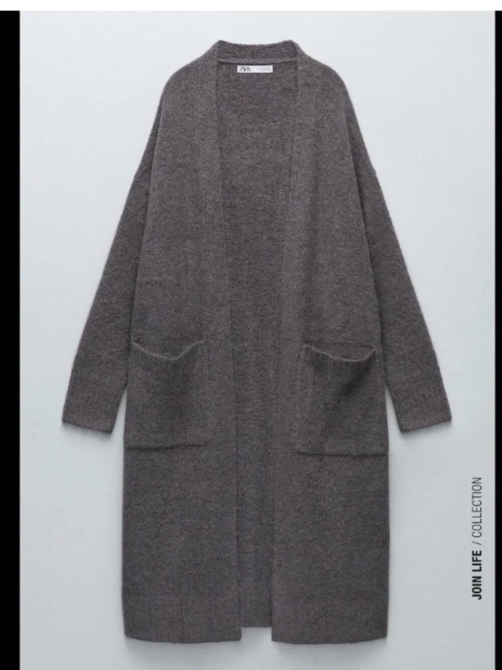 Zara Long Chunky Knit Duster Cardigan Sweater Size S Oversized Gray Slouchy